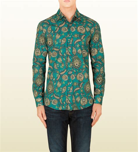 gucci men gray paisley print|gucci shirts for men.